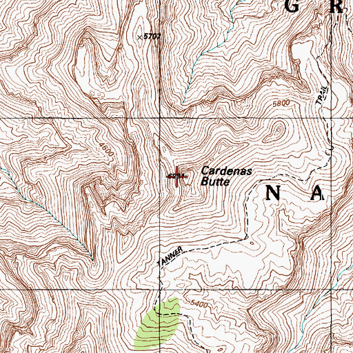 Topographic Map of Cardenas Butte, AZ
