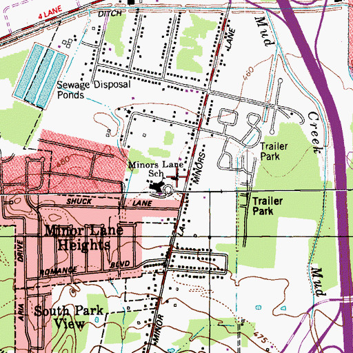 Topographic Map of Minors Lane Baptist Church, KY