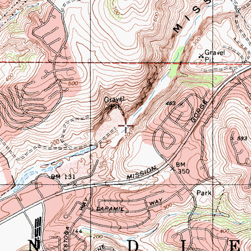 Topographic Map of Mission Gorge, CA
