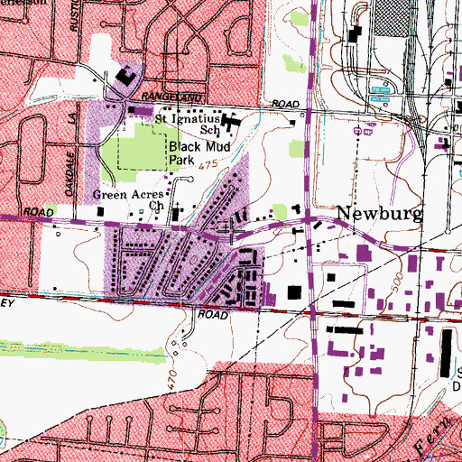 Topographic Map of Newburg Christian Church, KY