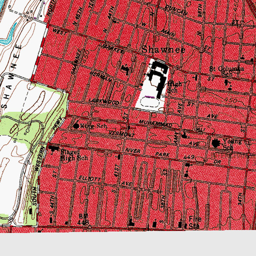 Topographic Map of Oak Grove Missionary Baptist Church, KY