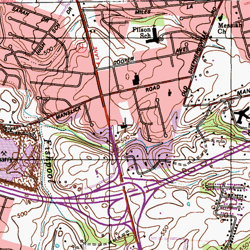 Topographic Map of Okolona Baptist Church, KY