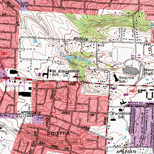 Topographic Map of Okolona Church of Christ, KY