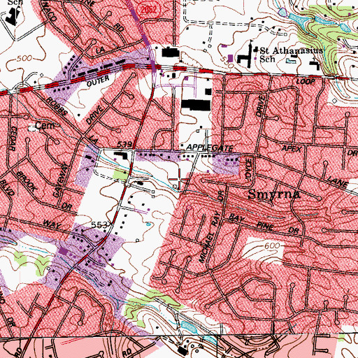 Topographic Map of Okolona Presbyterian Church, KY