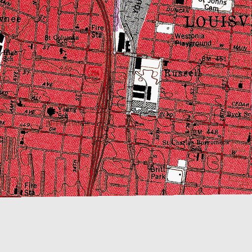 Topographic Map of Old Landmark Church of God, KY