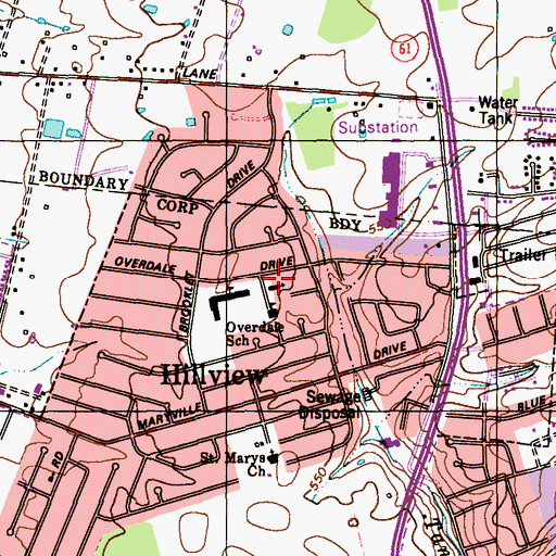 Topographic Map of Overdale United Methodist Church, KY
