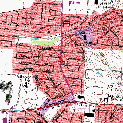 Topographic Map of Parkland Baptist Church, KY