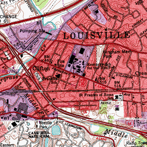 Topographic Map of Third Lutheran Church, KY