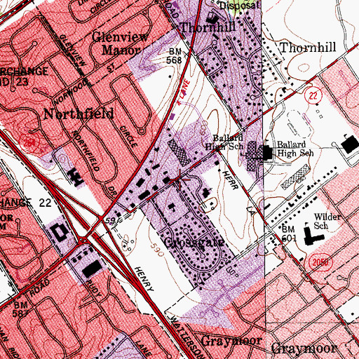 Topographic Map of Thomas Jefferson Unitarian Church, KY