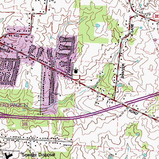 Topographic Map of Trinity Church of Louisville, KY