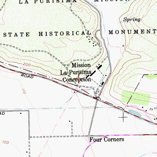 Topographic Map of Mission La Purisima Concepcion, CA