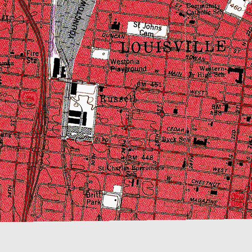 Topographic Map of Twenty-Eight Street Baptist Church, KY