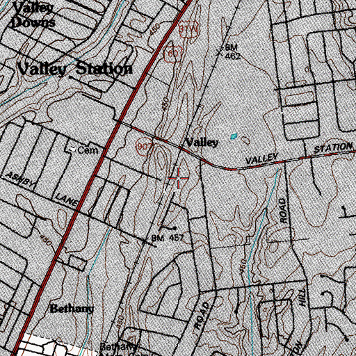 Topographic Map of Valley Station Baptist Church, KY