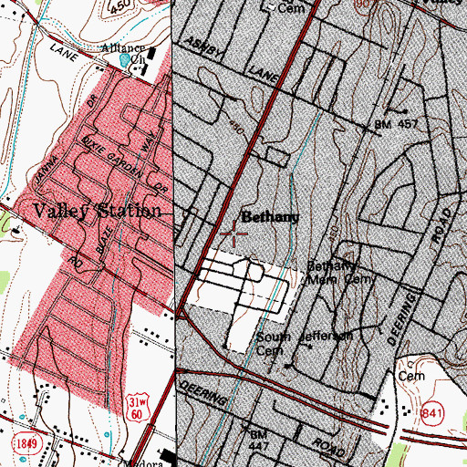 Topographic Map of Valley Station Church of Christ, KY
