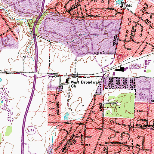 Topographic Map of West Broadway Baptist Church, KY