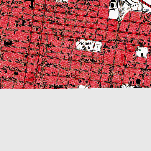 Topographic Map of West Chestnut Street Baptist Church, KY