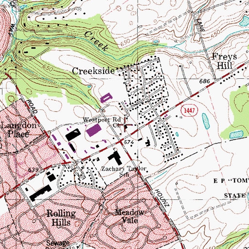 Topographic Map of Westport Road Baptist Church, KY