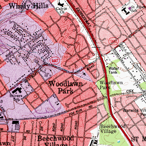 Topographic Map of Westport Road Church of Christ, KY