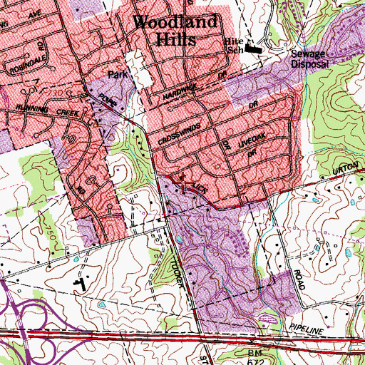 Topographic Map of Woodland Baptist Church, KY