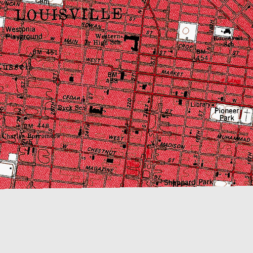 Topographic Map of Zion Baptist Church, KY