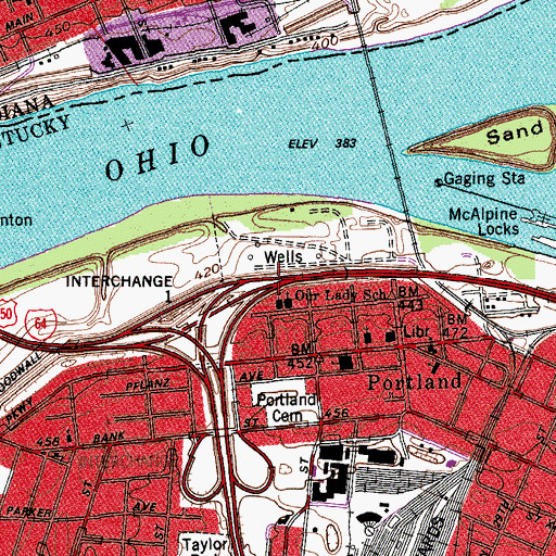 Topographic Map of Interchange 1, KY