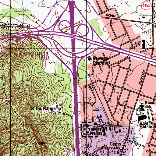 Topographic Map of Interchange 125A, KY