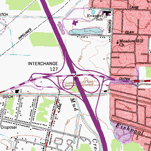 Topographic Map of Interchange 127, KY