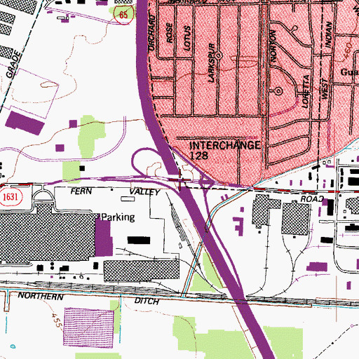 Topographic Map of Interchange 128, KY