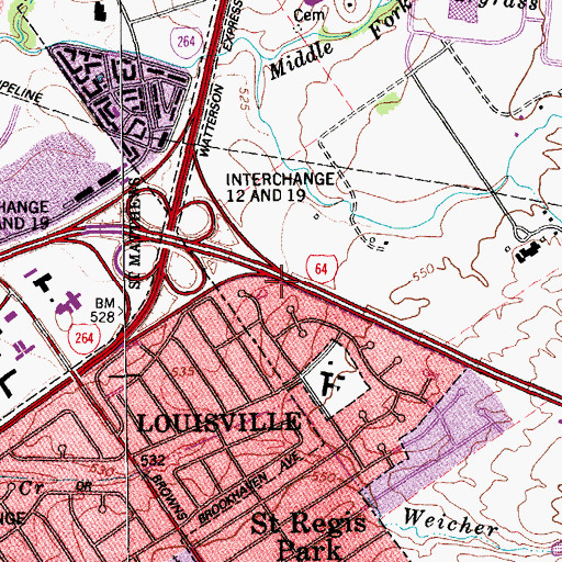 Topographic Map of Interchange 12B, KY