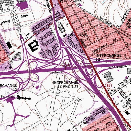 Topographic Map of Interchange 131B, KY