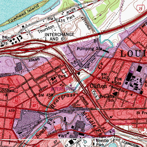 Topographic Map of Interchange 7, KY