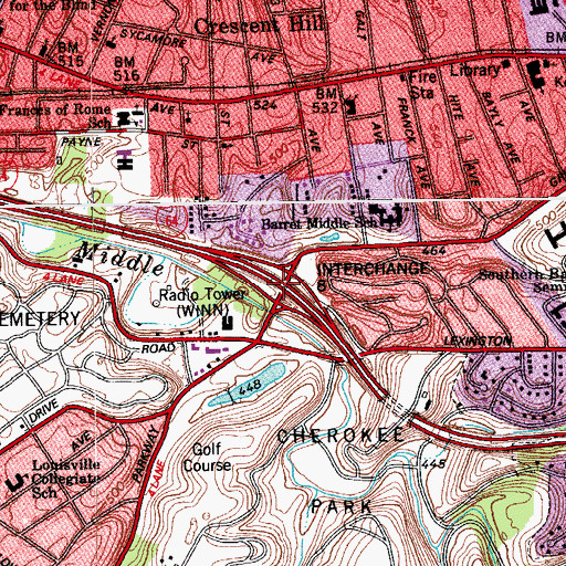 Topographic Map of Interchange 8, KY
