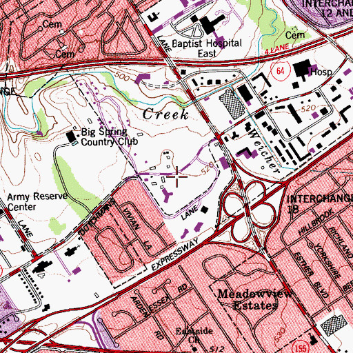 Topographic Map of Baptist Hospital East Home Health Agency, KY
