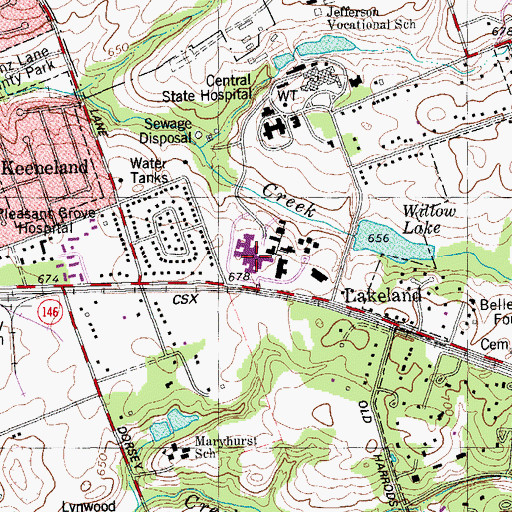 Topographic Map of Central State Hospital, KY