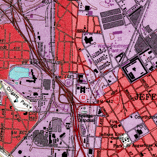 Topographic Map of Clark Memorial Hospital, IN