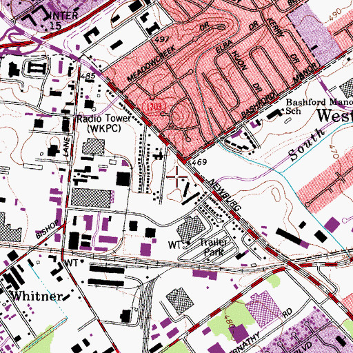 Topographic Map of Frazier Rehabilitation Institute of Newburg, KY