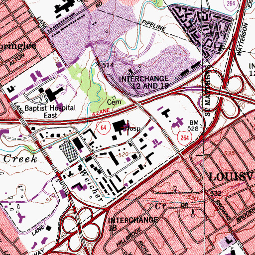 Topographic Map of Norton Women's and Children's Hospital, KY