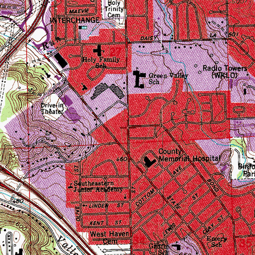 Topographic Map of Surgical Center of New Albany, IN