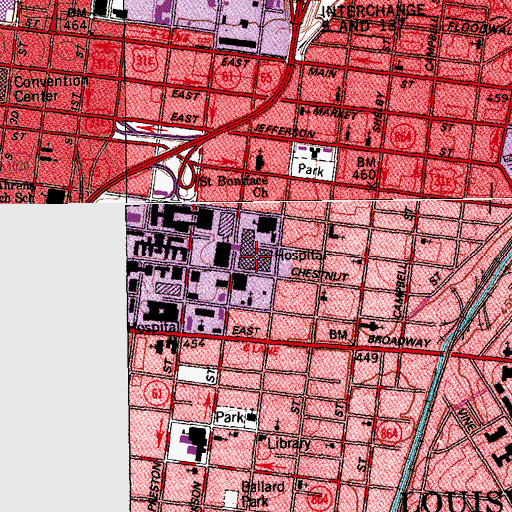 Topographic Map of University of Louisville Hospital, KY