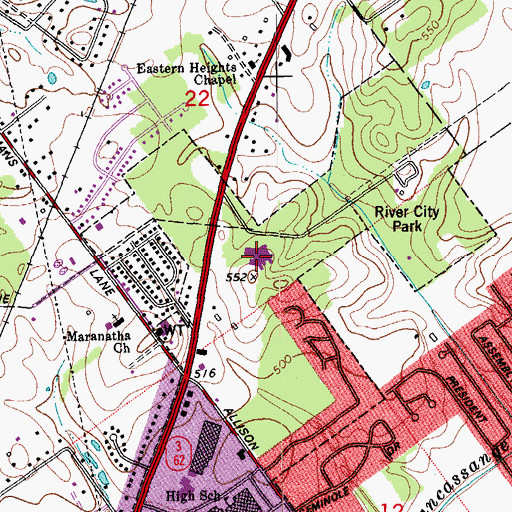Topographic Map of Wellstone Regional Hospital, IN