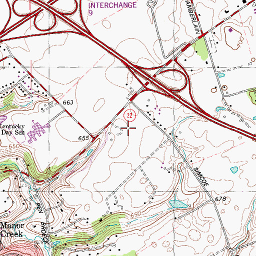 Topographic Map of Avish Gardens Shopping Center, KY