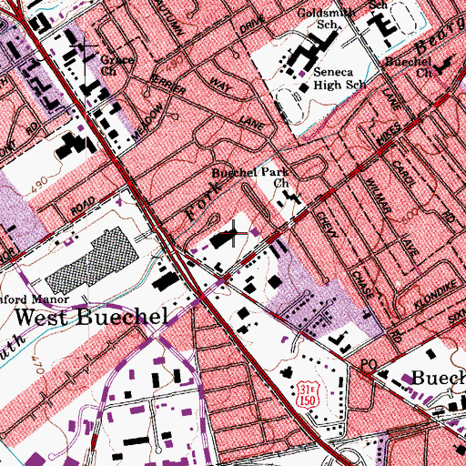 Topographic Map of Bardstown Square Shopping Center, KY