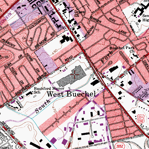 Topographic Map of Bashford Manor Mall Shopping Center (historical), KY