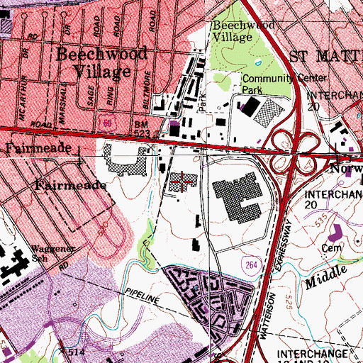 Topographic Map of Bluegrass Manor Shopping Center, KY