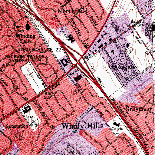Topographic Map of Brownsboro Center Shopping Center, KY