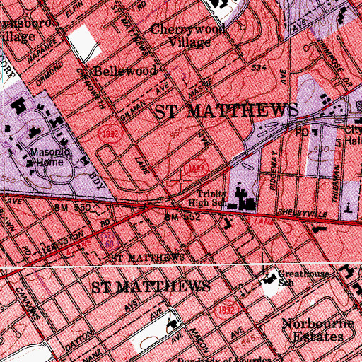 Topographic Map of Chenoweth Square Shopping Center, KY
