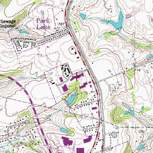 Topographic Map of Crestwood Station Shopping and Business Center, KY
