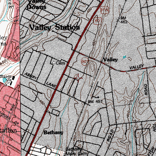 Topographic Map of Dixie Valley Center Shopping Center, KY