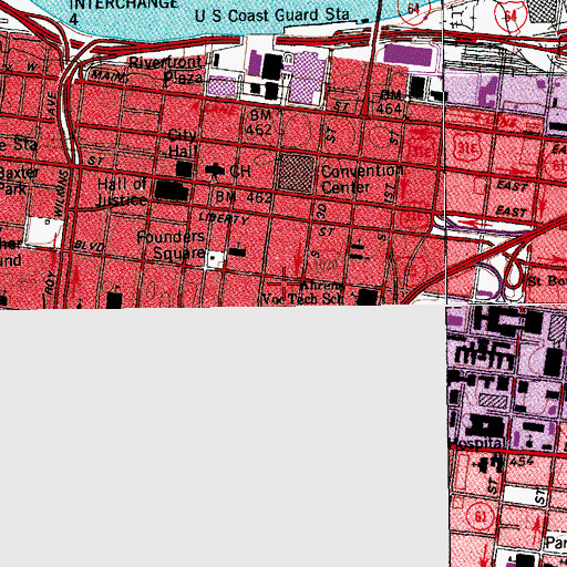 Topographic Map of Fourth Street Live Shopping Center, KY