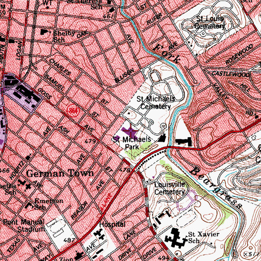 Topographic Map of Germantown Square Shopping Center, KY